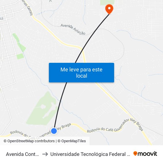 Avenida Contôrno Sul, 3440 to Universidade Tecnológica Federal Do Paraná - Campus Apucarana map