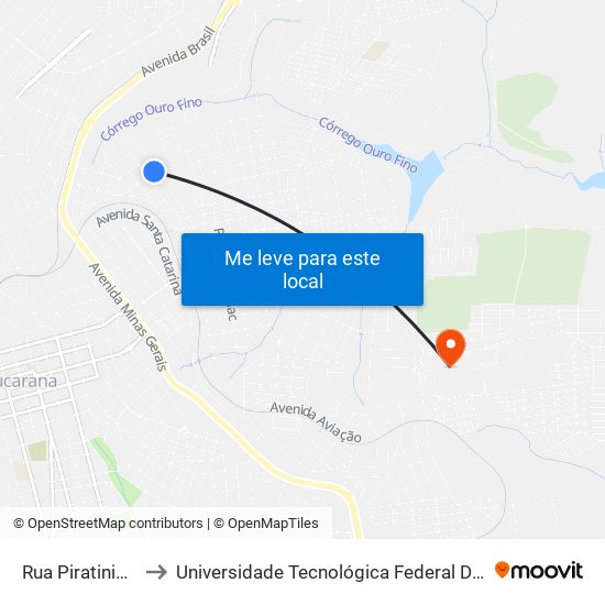Rua Piratininga, 180-268 to Universidade Tecnológica Federal Do Paraná - Campus Apucarana map