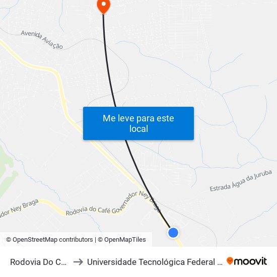 Rodovia Do Café, 4175-4251 to Universidade Tecnológica Federal Do Paraná - Campus Apucarana map