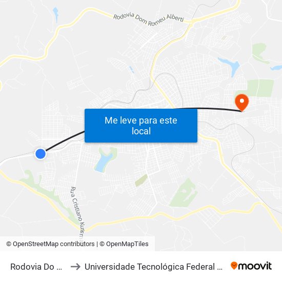 Rodovia Do Café, 644-674 to Universidade Tecnológica Federal Do Paraná - Campus Apucarana map