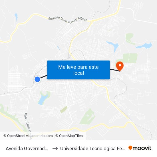 Avenida Governador Roberto Da Silveira, 203 to Universidade Tecnológica Federal Do Paraná - Campus Apucarana map