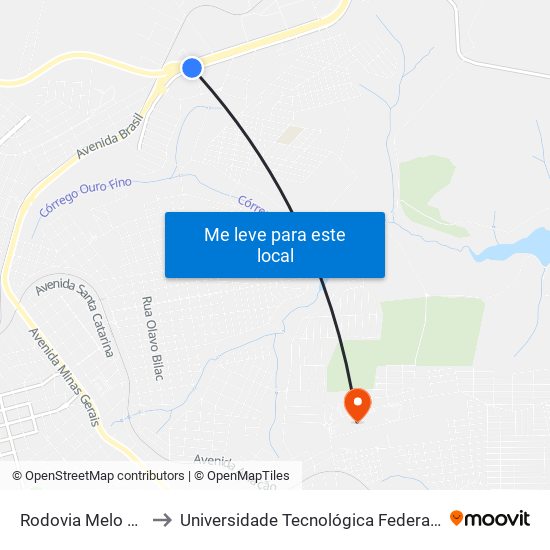 Rodovia Melo Peixoto, 568-634 to Universidade Tecnológica Federal Do Paraná - Campus Apucarana map