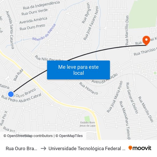 Rua Ouro Branco, 974-1022 to Universidade Tecnológica Federal Do Paraná - Campus Apucarana map