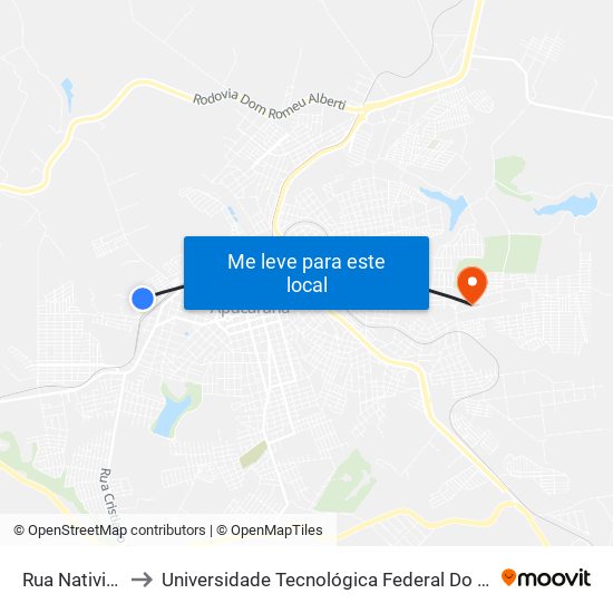 Rua Natividade, 540 to Universidade Tecnológica Federal Do Paraná - Campus Apucarana map