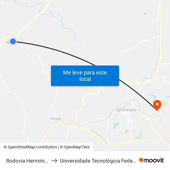 Rodovia Hermínio Antonio Pennacchi to Universidade Tecnológica Federal Do Paraná - Campus Apucarana map