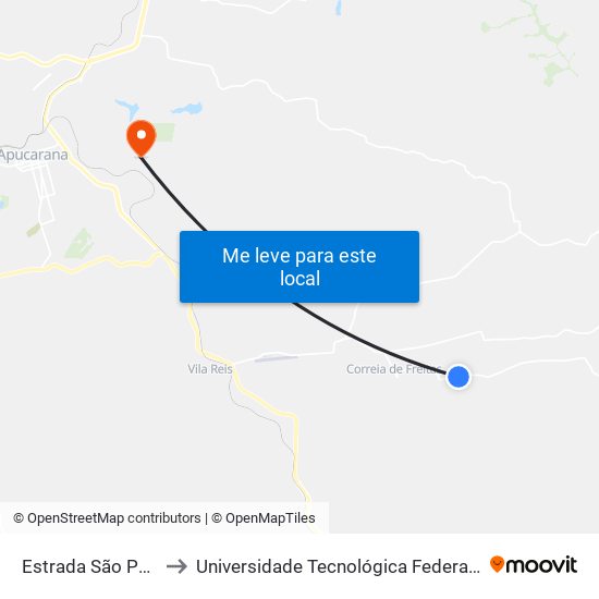 Estrada São Pedro Da Traquara to Universidade Tecnológica Federal Do Paraná - Campus Apucarana map