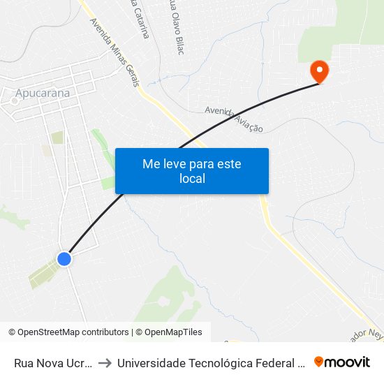 Rua Nova Ucrânia, 630-648 to Universidade Tecnológica Federal Do Paraná - Campus Apucarana map