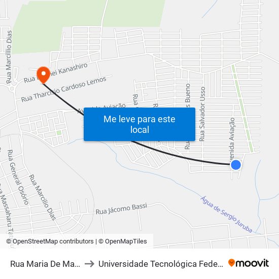 Rua Maria De Machado Miranda, 336 to Universidade Tecnológica Federal Do Paraná - Campus Apucarana map