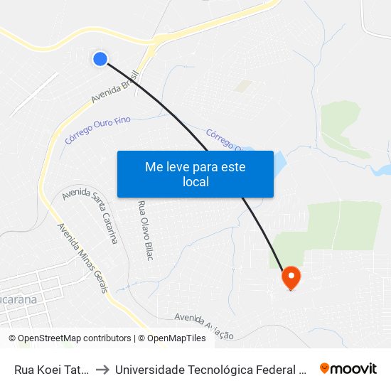 Rua Koei Tatesuji, 18-204 to Universidade Tecnológica Federal Do Paraná - Campus Apucarana map