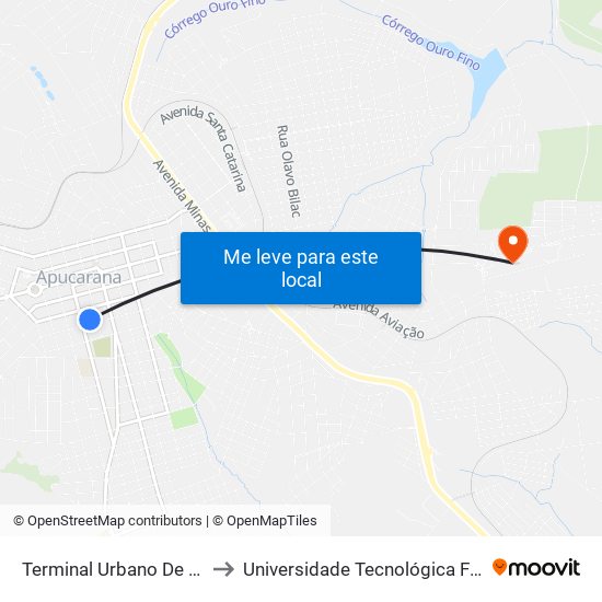 Terminal Urbano De Transporte Coletivo Integrado to Universidade Tecnológica Federal Do Paraná - Campus Apucarana map