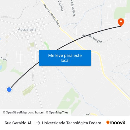 Rua Geraldo Alves Pereira, 326 to Universidade Tecnológica Federal Do Paraná - Campus Apucarana map