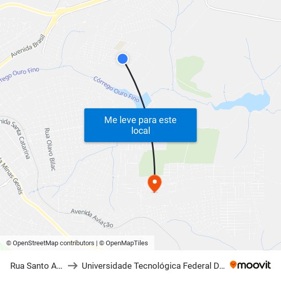 Rua Santo Agostinho, 32 to Universidade Tecnológica Federal Do Paraná - Campus Apucarana map