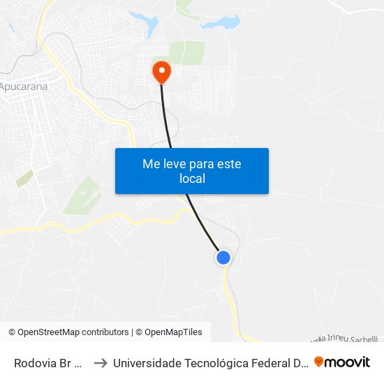 Rodovia Br 376 - 30° Bim to Universidade Tecnológica Federal Do Paraná - Campus Apucarana map