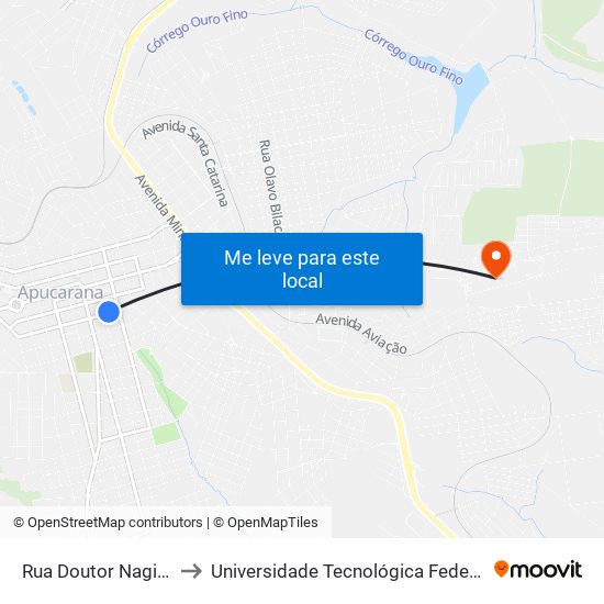 Rua Doutor Nagib Daher, 1326-1442 to Universidade Tecnológica Federal Do Paraná - Campus Apucarana map