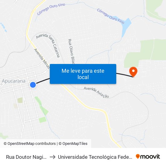 Rua Doutor Nagib Daher, 1444-1564 to Universidade Tecnológica Federal Do Paraná - Campus Apucarana map