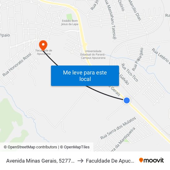 Avenida Minas Gerais, 5277-5291 to Faculdade De Apucarana map