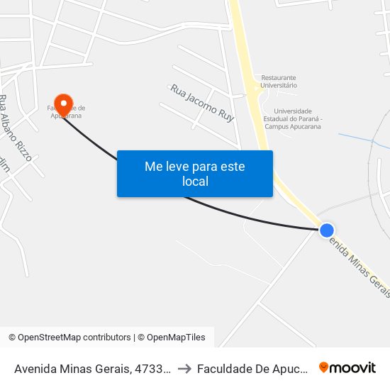 Avenida Minas Gerais, 4733-4853 to Faculdade De Apucarana map