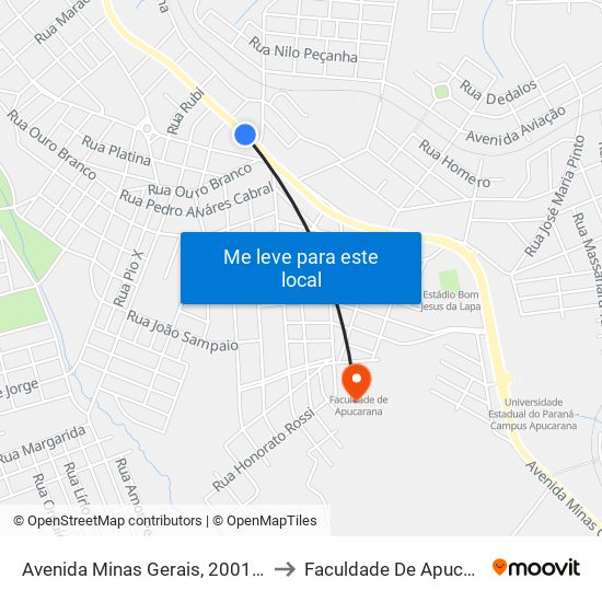 Avenida Minas Gerais, 2001-2091 to Faculdade De Apucarana map