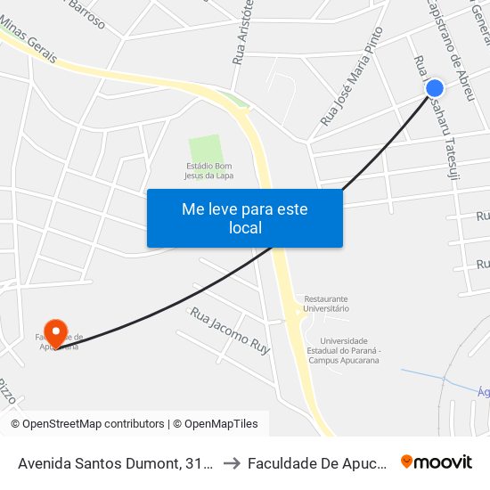 Avenida Santos Dumont, 317-409 to Faculdade De Apucarana map