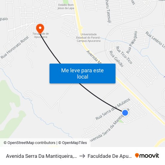 Avenida Serra Da Mantiqueira, 680-738 to Faculdade De Apucarana map