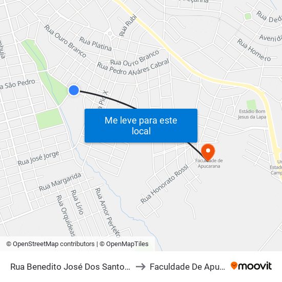 Rua Benedito José Dos Santos, 69-187 to Faculdade De Apucarana map