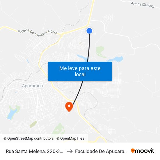 Rua Santa Melena, 220-358 to Faculdade De Apucarana map