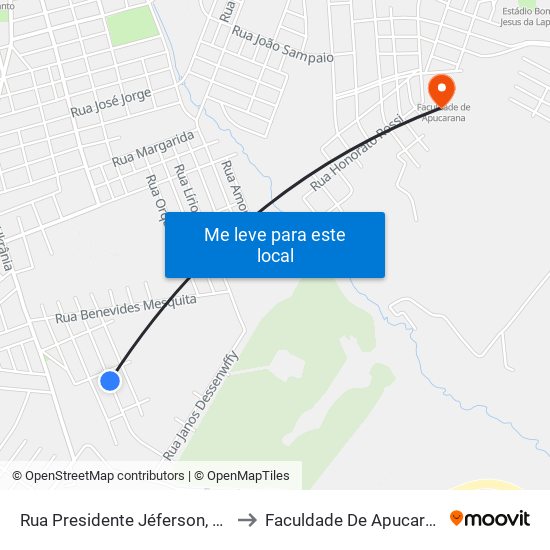 Rua Presidente Jéferson, 393 to Faculdade De Apucarana map