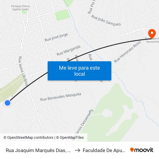Rua Joaquim Marquês Dias, 371-543 to Faculdade De Apucarana map
