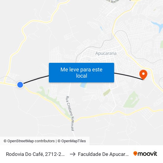 Rodovia Do Café, 2712-2788 to Faculdade De Apucarana map