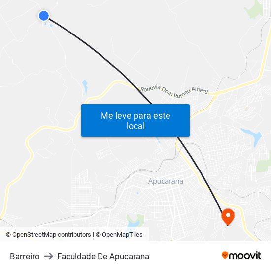 Barreiro to Faculdade De Apucarana map