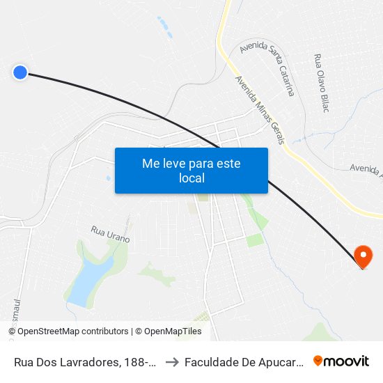 Rua Dos Lavradores, 188-430 to Faculdade De Apucarana map