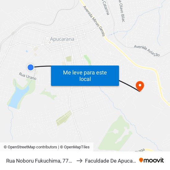 Rua Noboru Fukuchima, 776-910 to Faculdade De Apucarana map