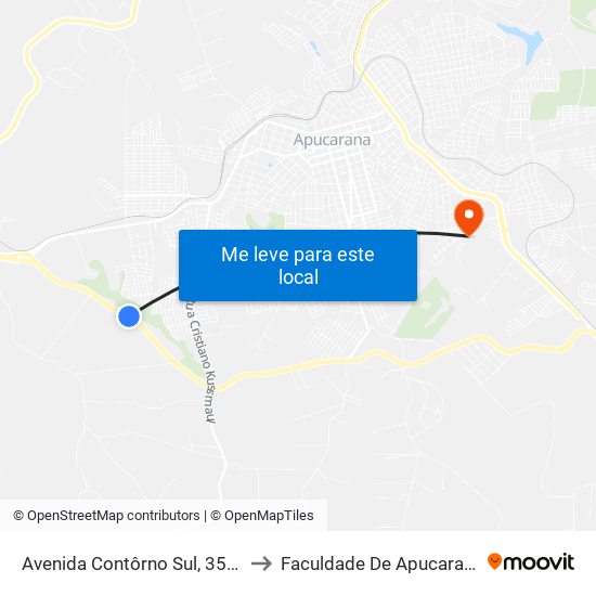 Avenida Contôrno Sul, 3505 to Faculdade De Apucarana map