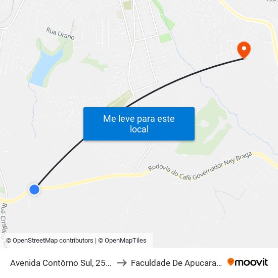 Avenida Contôrno Sul, 2587 to Faculdade De Apucarana map