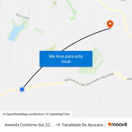 Avenida Contôrno Sul, 2209 to Faculdade De Apucarana map