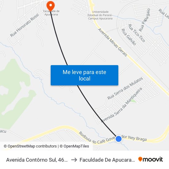 Avenida Contôrno Sul, 4692 to Faculdade De Apucarana map