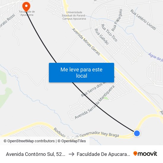 Avenida Contôrno Sul, 5282 to Faculdade De Apucarana map