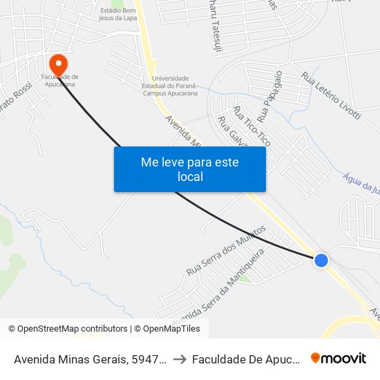 Avenida Minas Gerais, 5947-5987 to Faculdade De Apucarana map