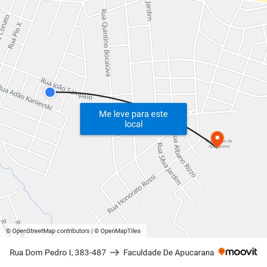 Rua Dom Pedro I, 383-487 to Faculdade De Apucarana map