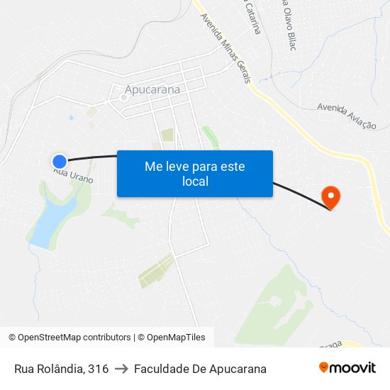 Rua Rolândia, 316 to Faculdade De Apucarana map