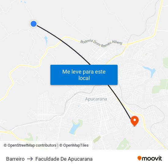 Barreiro to Faculdade De Apucarana map