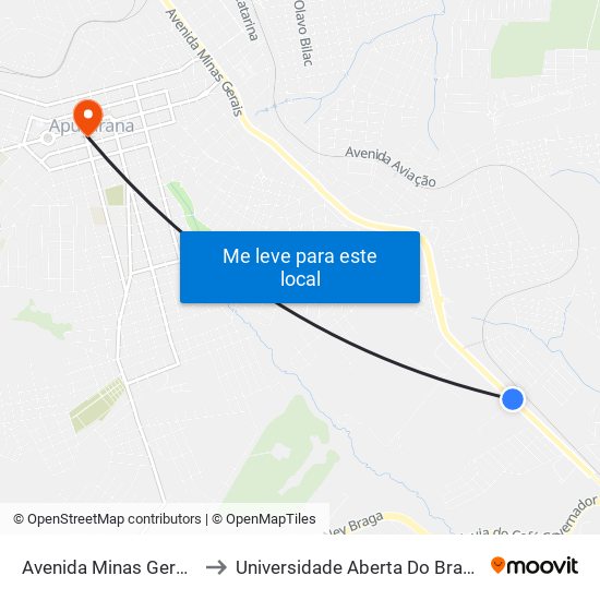 Avenida Minas Gerais, 5277-5291 to Universidade Aberta Do Brasil - Polo Apucarana map