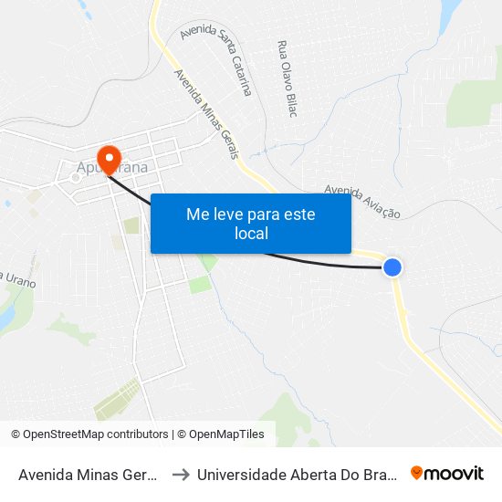 Avenida Minas Gerais, 3361-3457 to Universidade Aberta Do Brasil - Polo Apucarana map