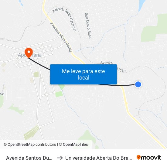 Avenida Santos Dumont, 317-409 to Universidade Aberta Do Brasil - Polo Apucarana map