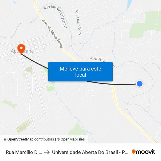 Rua Marcílio Dias, 418 to Universidade Aberta Do Brasil - Polo Apucarana map