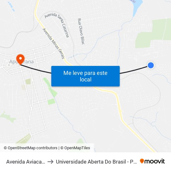 Avenida Aviacao, 2385 to Universidade Aberta Do Brasil - Polo Apucarana map