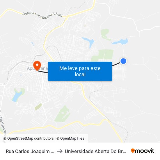 Rua Carlos Joaquim Dias Neves, 810 to Universidade Aberta Do Brasil - Polo Apucarana map