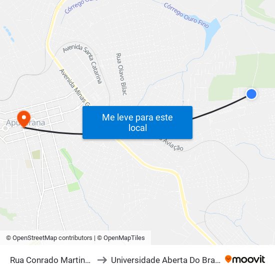 Rua Conrado Martinês Sanches, 291 to Universidade Aberta Do Brasil - Polo Apucarana map