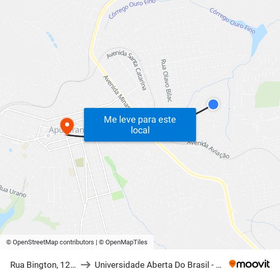 Rua Bington, 1218-1330 to Universidade Aberta Do Brasil - Polo Apucarana map