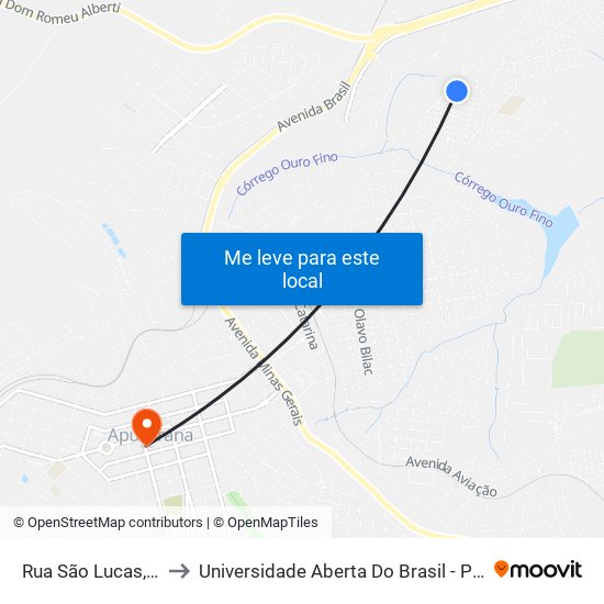 Rua São Lucas, 75-105 to Universidade Aberta Do Brasil - Polo Apucarana map
